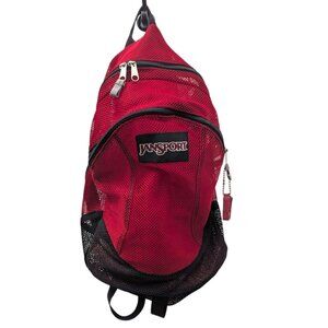Vintage Y2K 1990 Jansport Red Black Mesh Backpack with Airlift Straps